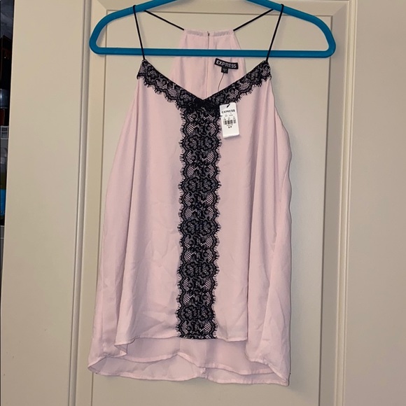 Express Tops - Express Pink Lace Tank Top Small